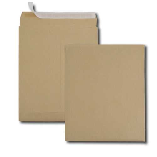 Paquet de 50 sacs à soufflets kraft armé brun 340x465 120 g/m² bande de protection