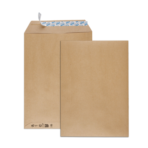 Paquet de 50 pochettes kraft brun C4 229x324 90 g/m² bande de protection