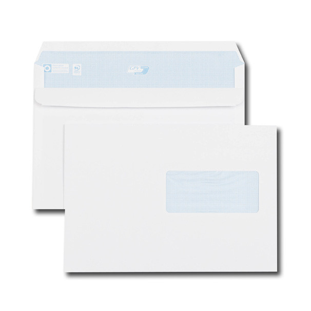 Boîte de 500 enveloppes blanches C5 162x229 90 g/m² fenêtre 45x100 autocollantes