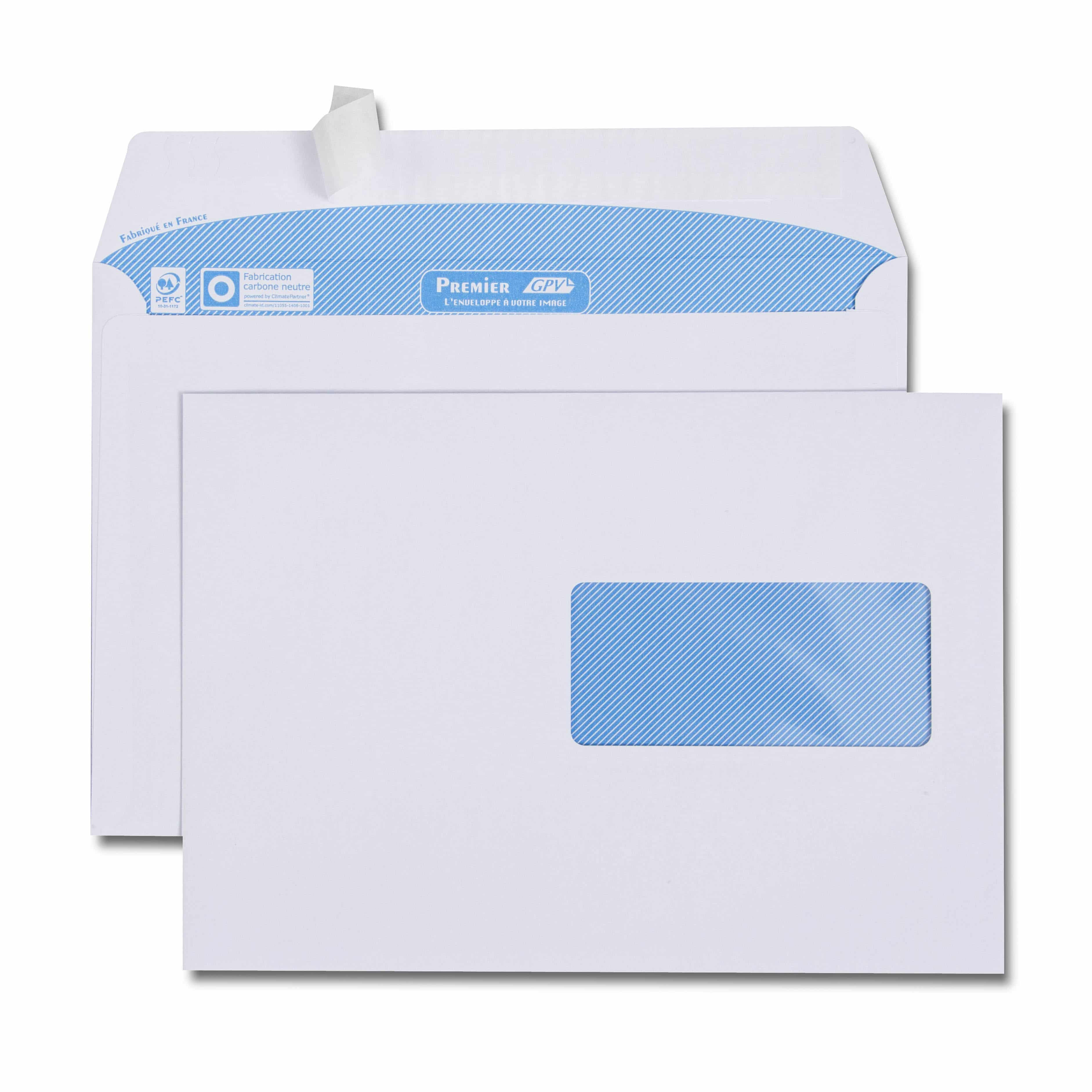 Boîte de 500 enveloppes blanches C5 162x229 90 g/m² fenêtre spéciale numérique 45x100 bande de protection