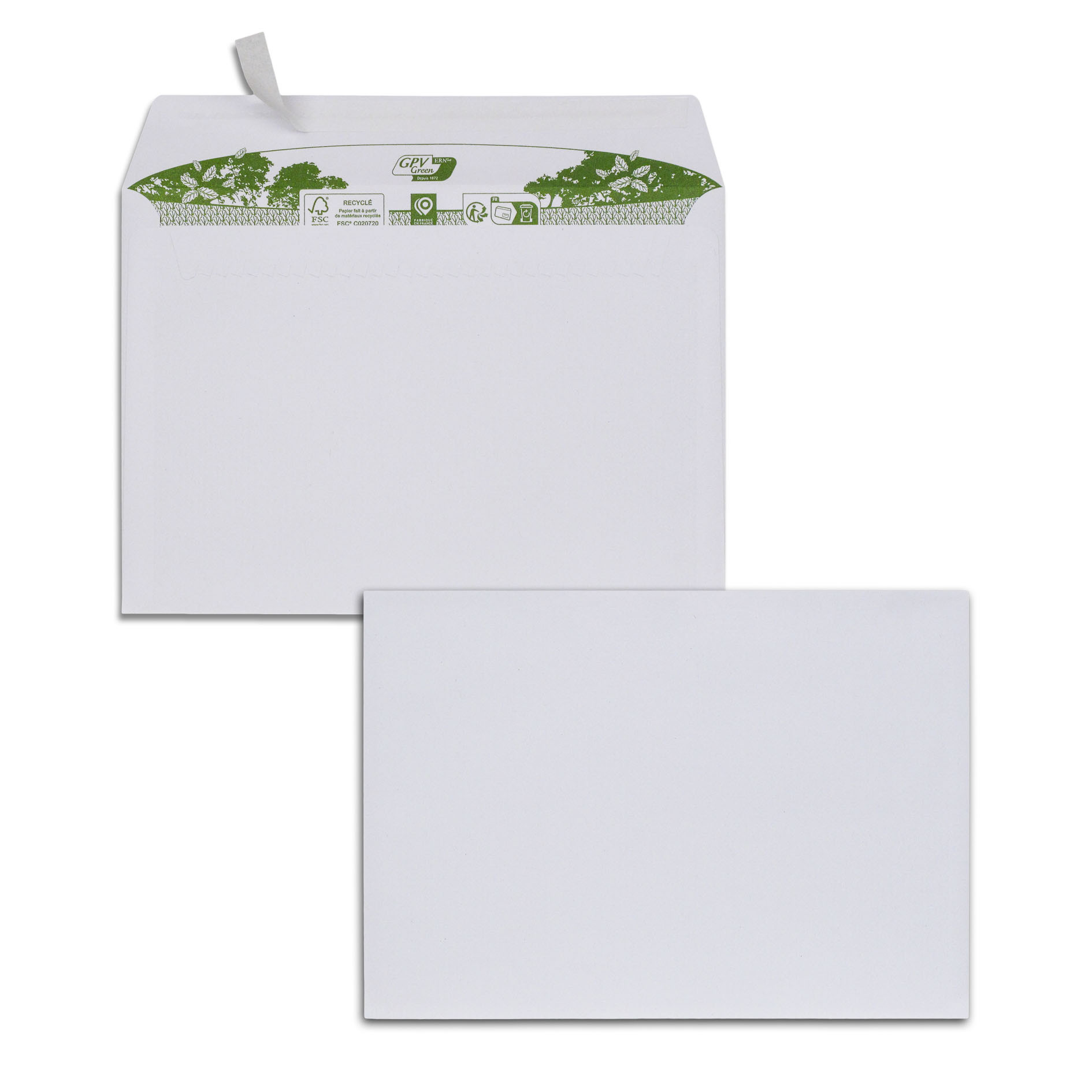 Boite de 500 enveloppes extra blanches 100% recyclées C5 162x229 90 g/m² bande de protection
