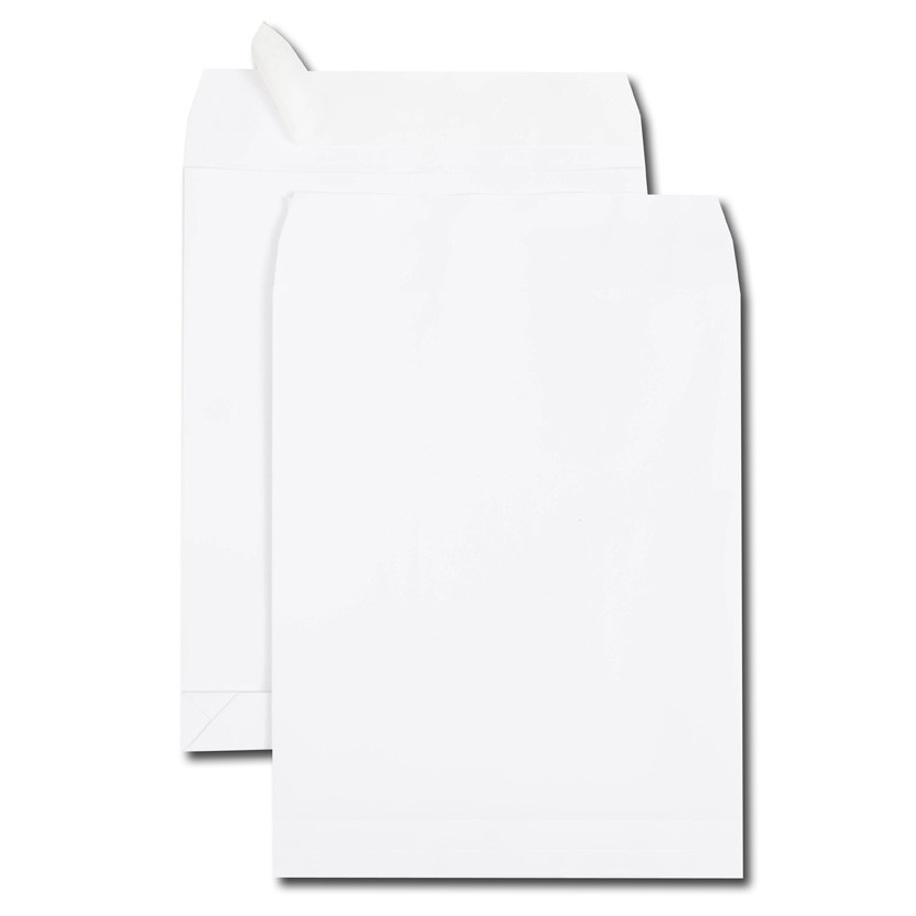 Paquet de 50 sacs à soufflets velin blanc C4 229x324 120 g/m² bande de protection