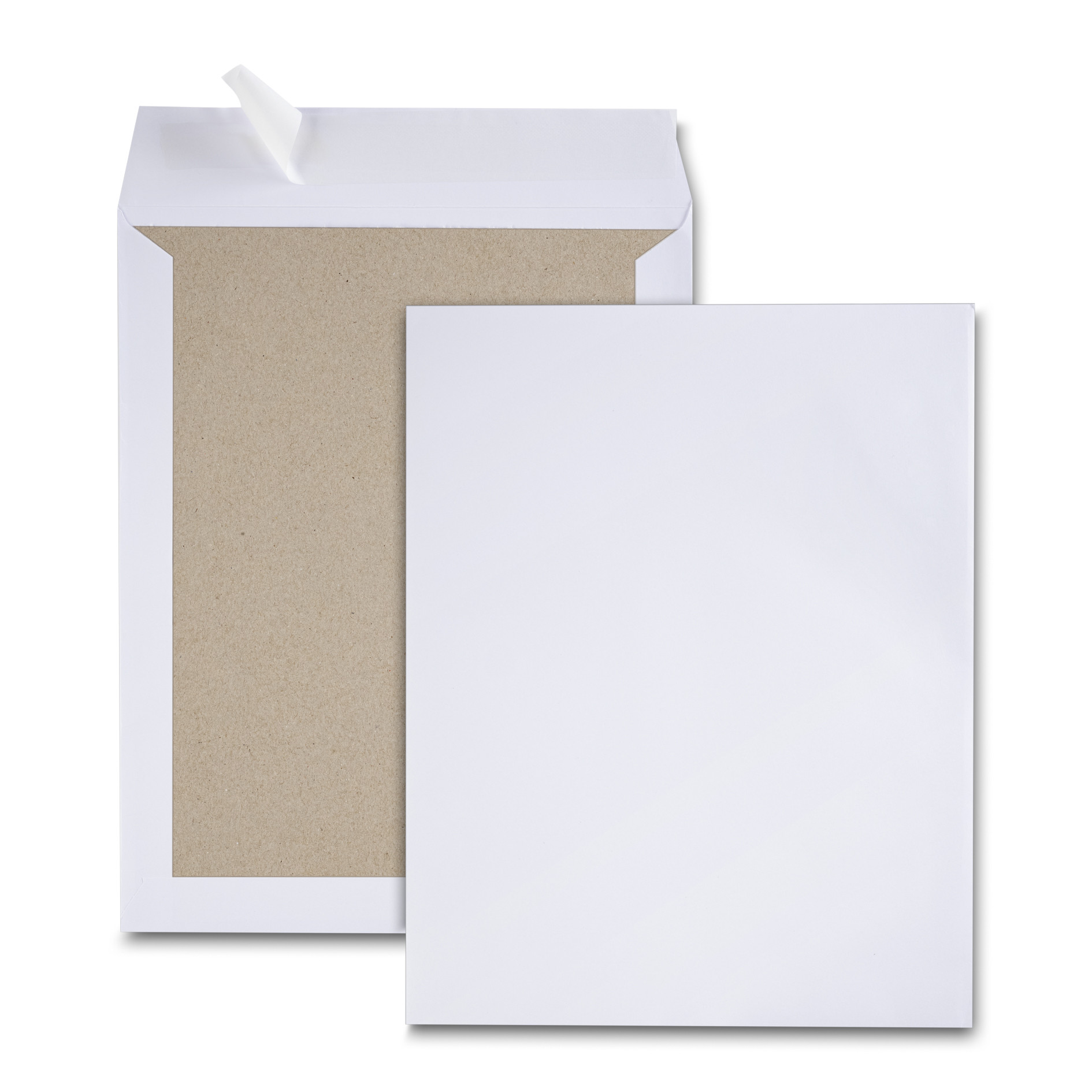 Boite de 100 pochettes dos carton velin blanc 24 260x330 120 g/m² bande de protection