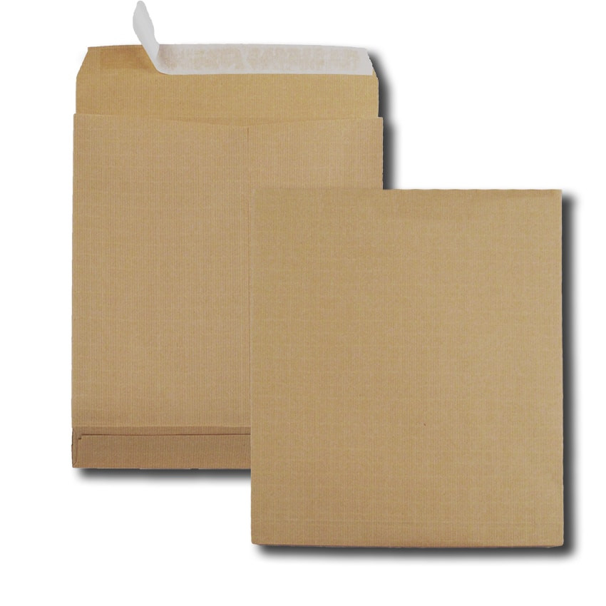 Paquet de 50 sacs à soufflets kraft armé brun C4 229x324 120 g/m² bande de protection