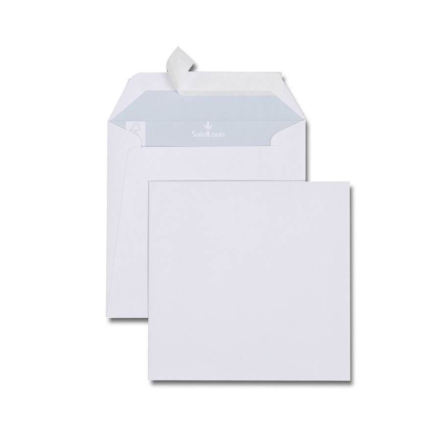 Boîte de 500 enveloppes carrées blanches 165x165 120 g/m² bande de protection
