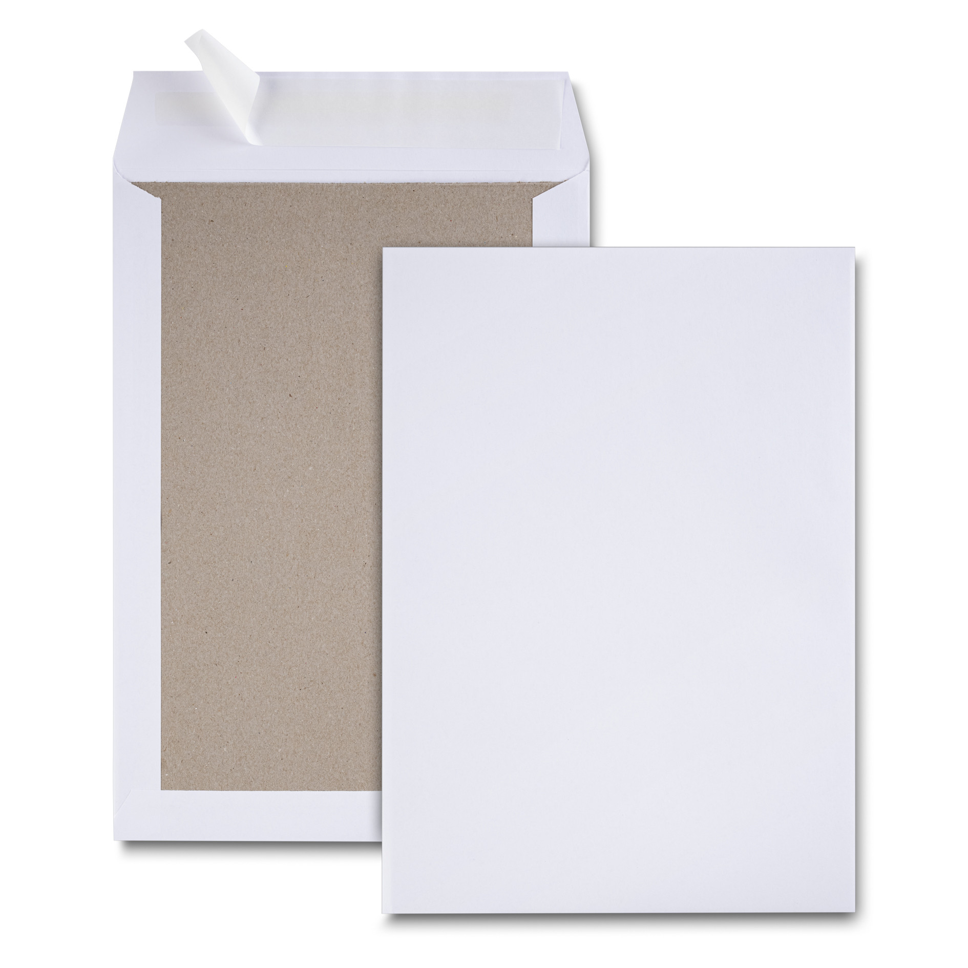 Paquet de 25 pochettes dos carton velin blanc C4 229x324 bande de protection