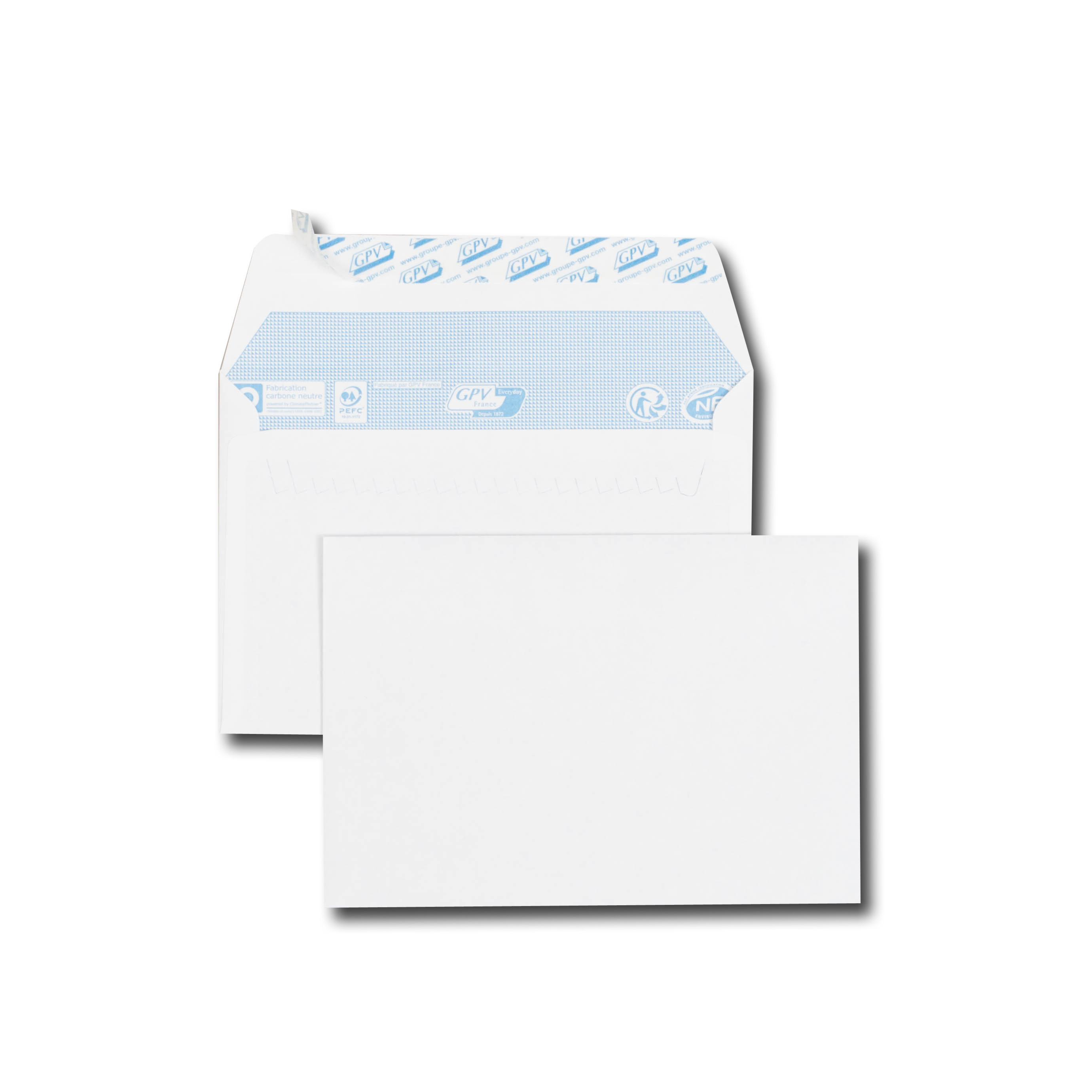 Paquet de 50 enveloppes blanches C6 114x162 80 g/m² bande de protection