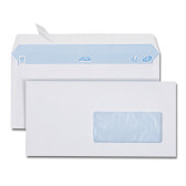 Boîte de 500 enveloppes blanches DL 110x 220 80g/m² fenêtre 45x100 bande de protection