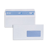 Boîte de 500 enveloppes blanches DL 110x220 80 g/m² fenêtre 45x100 autocollantes