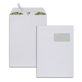 Boite de 250 pochettes extra blanches 100% recyclées C4 229x324 100 g/m² fenêtre 100x50 bande de protection