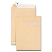 Paquet de 50 sacs à soufflets kraft C4 229x324 120 g/m² fenêtre 100x50 bande de protection PEFC