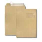 Boîte de 250 pochettes kraft adour C4 229x324 90 g/m² fenêtre 100x50 bande de protection