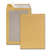 Boite de 100 pochettes dos carton kraft brun C4 229x324 120 g/m² bande de protection