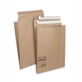 Paquet de 10 pochettes aller/retour kraft brun S-300x370x80 110gr/m² double bande de protection FSC-M